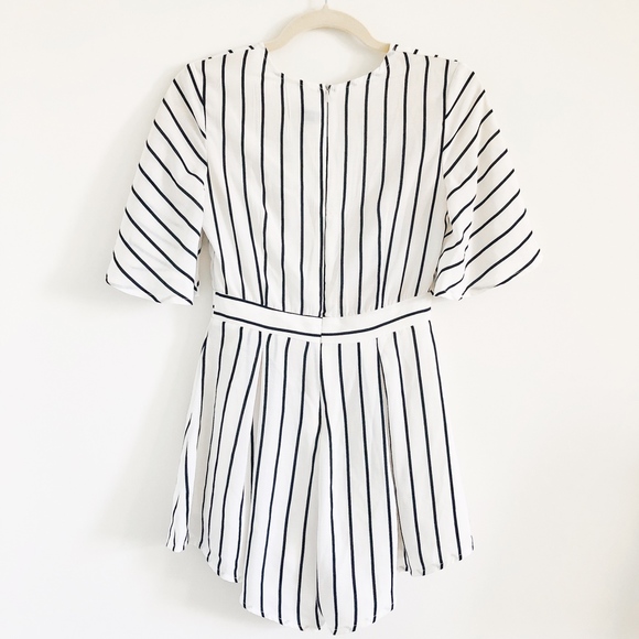 Lookbook Store Stripe Deep V Romper - Picture 2 of 2